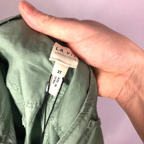 La Vie Rebecca Taylor Sage Green Tie Front Paperbag Waist Pants Size 27 - Picture 9 of 11